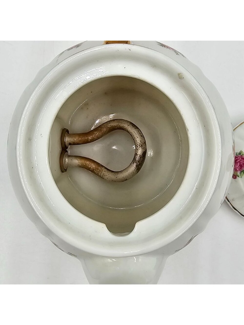 Vtg Minamiyama Seitosho Electric Teapot Rose Pattern Gold Accents Plug Included - Picture 8 of 15